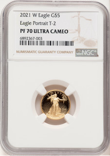 2021-W Type 2 Proof Gold Eagle 1/10 oz Brown Label NGC PF70