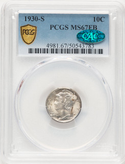 1930-S 10C FB CAC Mercury Dime PCGS MS67