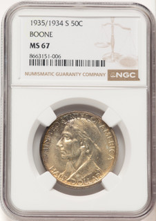 1935/34-S 50C Boone Commemorative Silver NGC MS67 (780390020)
