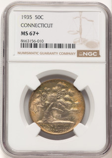 1935 50C Connecticut Commemorative Silver NGC MS67+