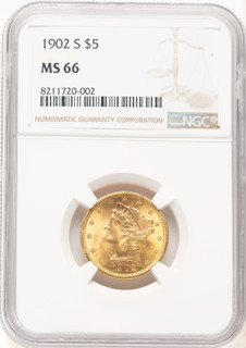 1902-S $5 Liberty Half Eagle NGC MS66 (771475006)