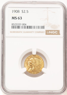 1908 $2.50 Indian Quarter Eagle NGC MS63 (777429084)