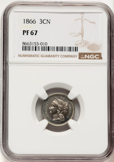 1866 3CN Proof Three Cent Nickel NGC PR67