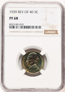 1939 5C Reverse of 1940 Proof Jefferson Nickel NGC PR68