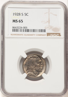 1928-S 5C Buffalo Nickel NGC MS65