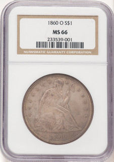 1860-O Seated Dollar NGC MS66