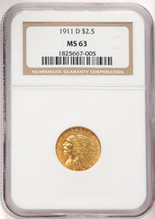 1911-D $2.50 Indian Quarter Eagle NGC MS63 (781731023)