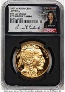 2024-W Proof Gold Buffalo 1 oz FDI Anna Cabral Prestige Treasurer Series NGC PF70