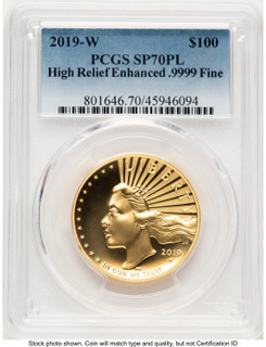 2019-W G$100 American Liberty High Relief Enhanced PL Blue Gradient PCGS MS70 (782053013)