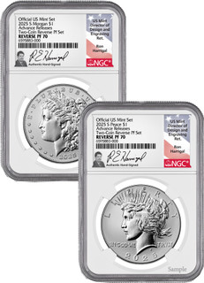 2025-S Morgan and Peace Silver Dollar 2pc Set AR Reverse Proof NGC PF70 Harrigal 2025-S Morgan and Peace Silver Dollar 2pc Set AR Reverse Proof NGC PF70 Harrigal
