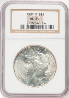 1934-D Peace Dollar NGC MS64 (780308008) 1934-D Peace Dollar NGC MS64 (780308008)