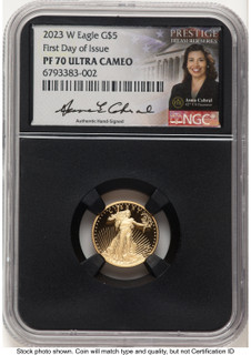 2023-W Proof Gold Eagle 1/10 oz FDI Anna Cabral Prestige Treasurer Series NGC PF70