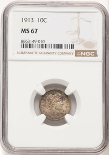 1913 10C Barber Dime NGC MS67 1913 10C Barber Dime NGC MS67
