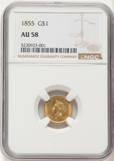 1855 G$1 Type Two Gold Dollar NGC AU58 (781713004) 1855 G$1 Type Two Gold Dollar NGC AU58 (781713004)