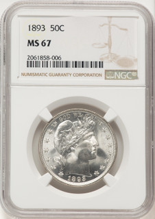 1893 50C Barber Half Dollar NGC MS67