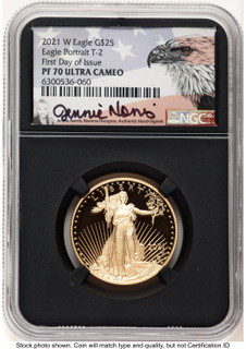 2021-W Type 2 Proof Gold Eagle 1/2 oz FDI Jennie NGC PF70 Norris