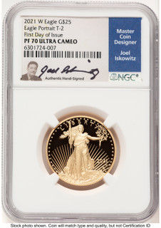 2021-W Type 2 Proof Gold Eagle 1/2 oz FDI Joel Iskowitz NGC PF70