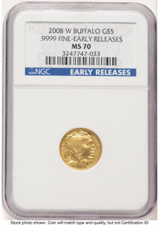 2008-W Burnished Gold Buffalo 1/10 oz ER Blue NGC MS70