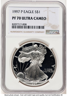1997-P Proof Silver Eagle 1 oz Brown Label NGC PF70