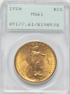 1924 $20 Saint Saint-Gaudens Double Eagle PCGS MS61 (522195019)