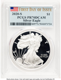 2020-S Proof Silver Eagle 1 oz FDI Flag PCGS PR70