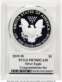 2019-W Proof Silver Eagle Congratulations Set 1 oz Premier Label PCGS PR70