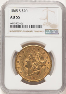 1865-S $20 Liberty Double Eagle NGC AU55 (522527017)