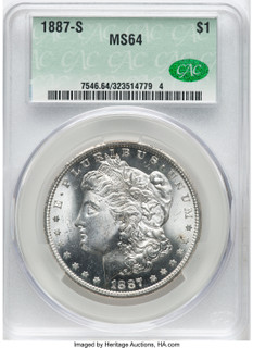 1887-S CAC Morgan Dollar CACG MS64