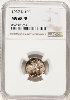 1937-D 10C FB Mercury Dime NGC MS68 (780399001)