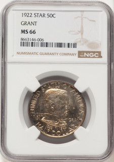 1922 50C Grant With Star Commemorative Silver NGC MS66 (780405015)