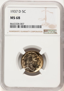 1937-D 5C Buffalo Nickel NGC MS68 (780571004)