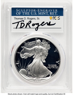 1990-S Proof Silver Eagle 1 oz TD Rogers PCGS PR70
