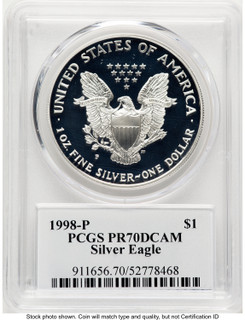 1998-P Proof Silver Eagle 1 oz TD Rogers PCGS PR70