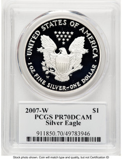 2007-W Proof Silver Eagle 1 oz TD Rogers PCGS PR70