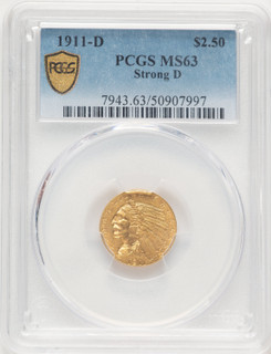 1911-D $2.50 Blue Gradient Indian Quarter Eagle PCGS MS63