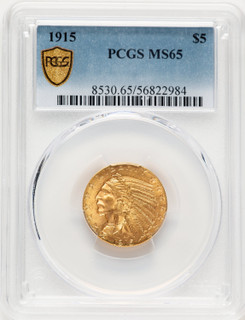 1915 $5 Indian Half Eagle PCGS MS65 (780046001)