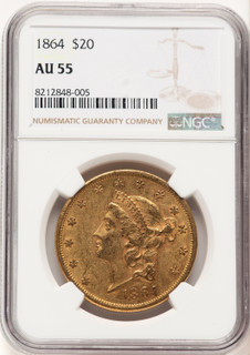 1864 $20 Liberty Double Eagle NGC AU55 (780699001)
