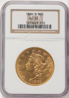 1864-S $20 Liberty Double Eagle NGC AU55 (506531019)