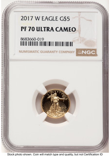 2017-W Proof Gold Eagle 1/10 oz Brown Label NGC PF70