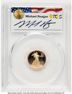 2021-W Type 2 Proof Gold Eagle 1/10 oz FDI Reagan Legacy Series Michael Reagan PCGS PR70