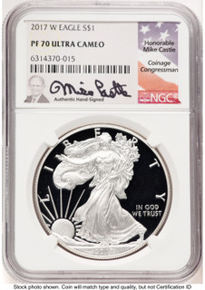 2017-W Proof Silver Eagle 1 oz Mike Castle NGC PF70