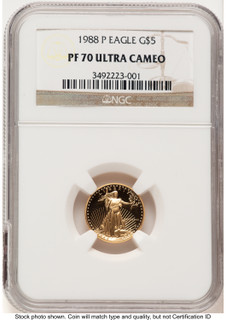 1988-P Proof Gold Eagle 1/10 oz Brown Label NGC PF70 (783189018)
