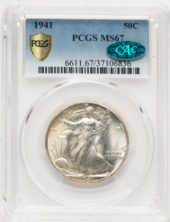 1941 50C CAC Walking Liberty Half Dollar PCGS MS67 (783704011)