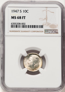 1947-S 10C FB Roosevelt Dime NGC MS68 (783712002)