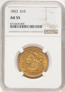 1853 $10 Liberty Eagle NGC AU55 (522470021)