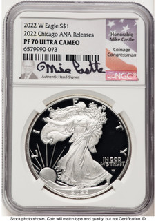 2022-W Proof Silver Eagle 1 oz 2022 Chicago ANA Releases Mike Castle NGC PF70 (757614072)