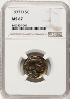 1937-D 5C Buffalo Nickel NGC MS67 (780451004)