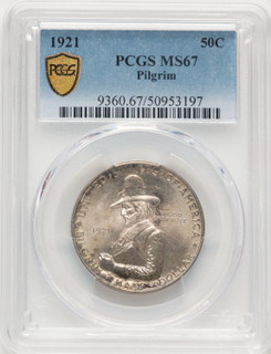 1921 50C Pilgrim Commemorative Silver PCGS MS67 (522320032)