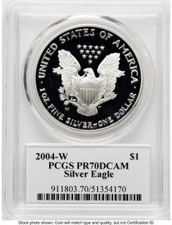 2004-W Proof Silver Eagle 1 oz TD Rogers PCGS PR70 (781017132)