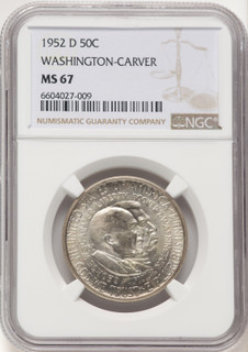 1952-D 50C Washington-Carver Commemorative Silver NGC MS67 (783786009)